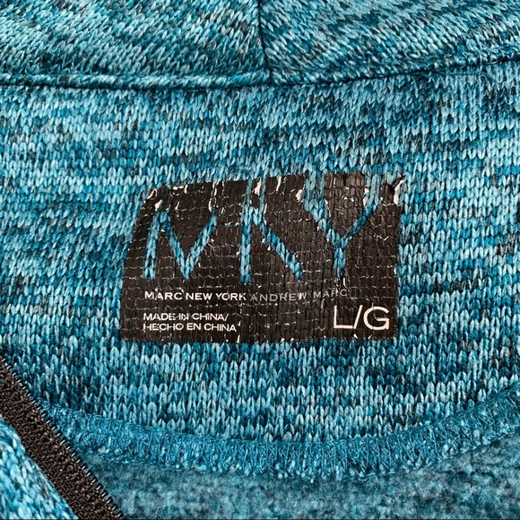 MNY Marc NY by ANDREW MARC Heathered Teal Zip‎ Up Sweatshirt Fleece Jacket sz L - Picture 10 of 11